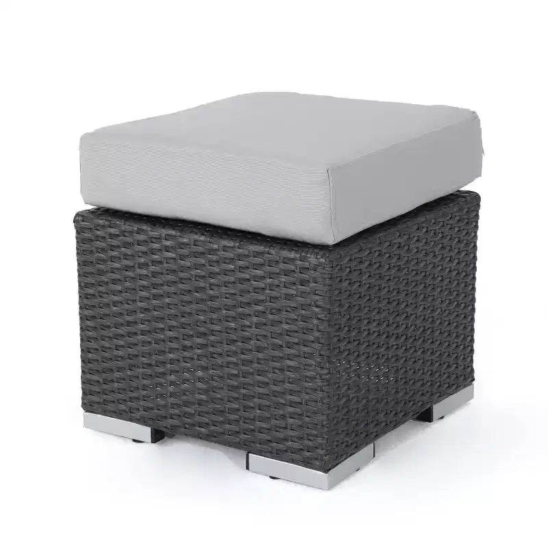 Christopher Knight Home Santa Rosa Ensemble de canapé sectionnel d'extérieur 9 pièces en osier en V et aluminium avec coussins