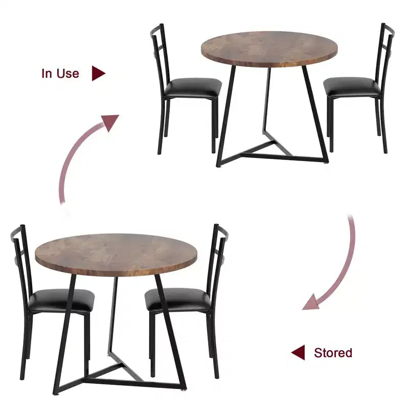 GustoWave - Ensemble table à manger et 2 chaises