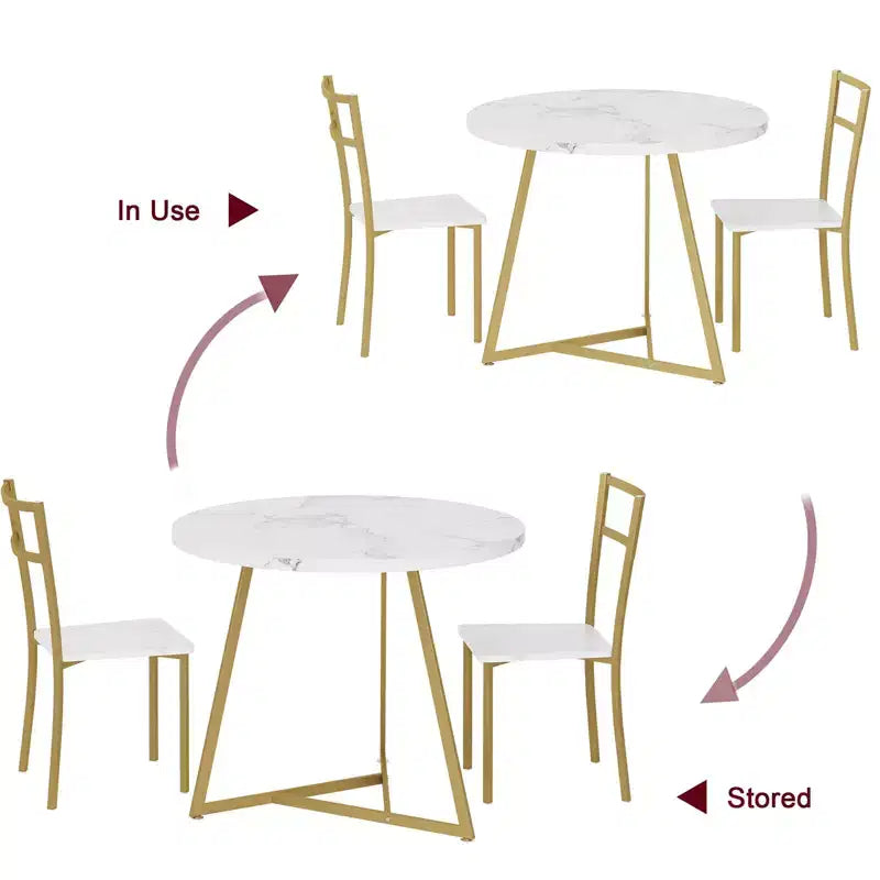 GustoWave - Ensemble table à manger et 2 chaises
