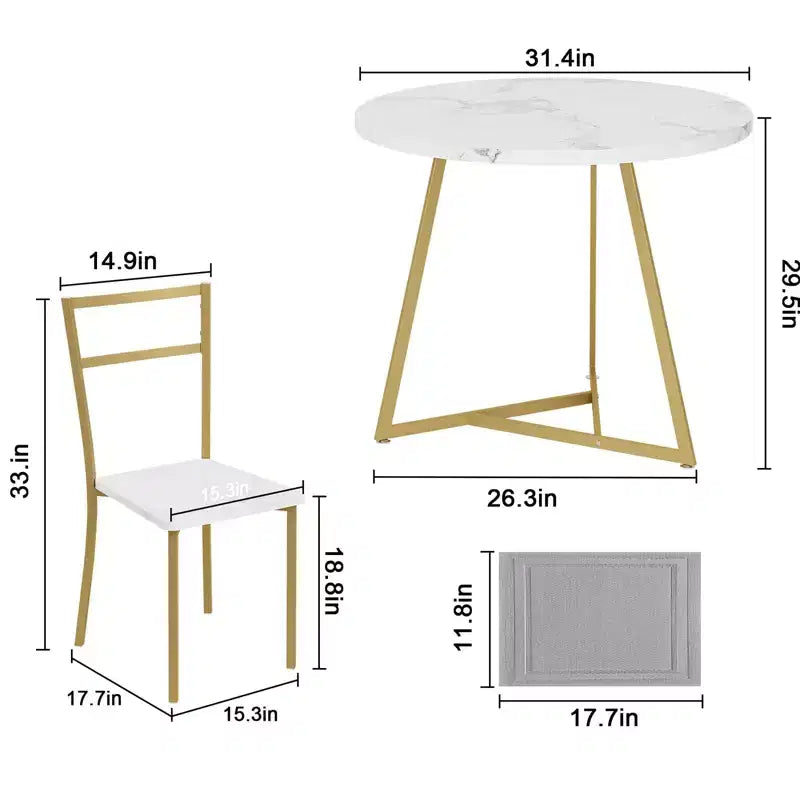 GustoWave - Ensemble table à manger et 2 chaises