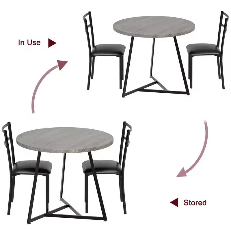 GustoWave - Ensemble table à manger et 2 chaises