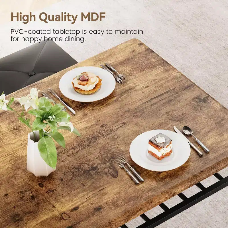 Ensemble de 4 pièces rectangulaire pour cuisine, avec 1 banc rembourré et 2 tabourets carrés