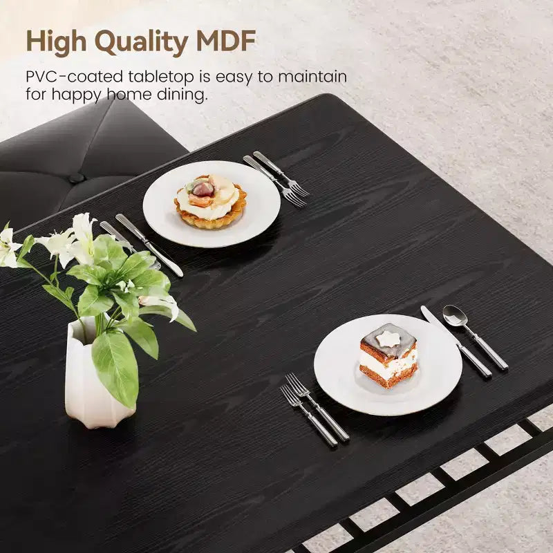 Ensemble de 4 pièces rectangulaire pour cuisine, avec 1 banc rembourré et 2 tabourets carrés