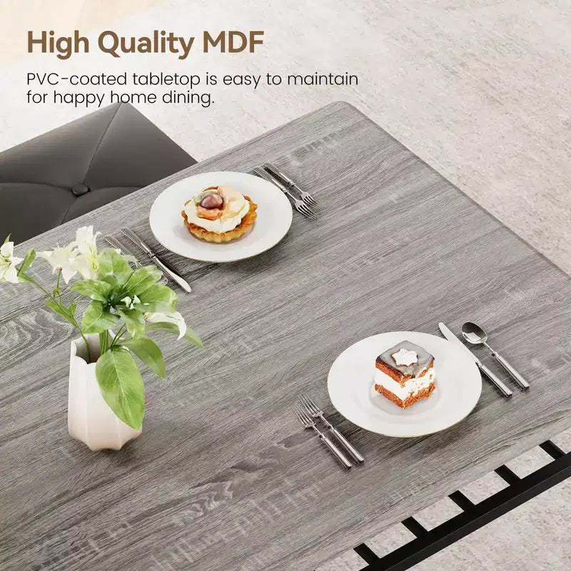 Ensemble de 4 pièces rectangulaire pour cuisine, avec 1 banc rembourré et 2 tabourets carrés