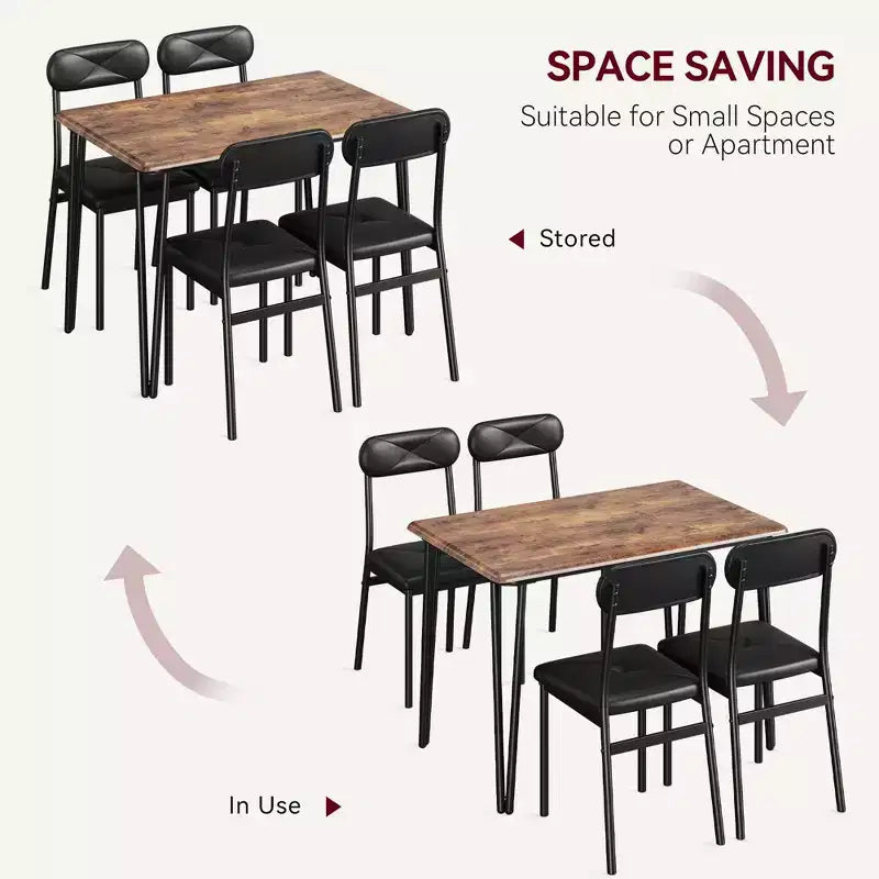 Ensemble de salle à manger 4 pièces, avec 4 chaises pour petit espace