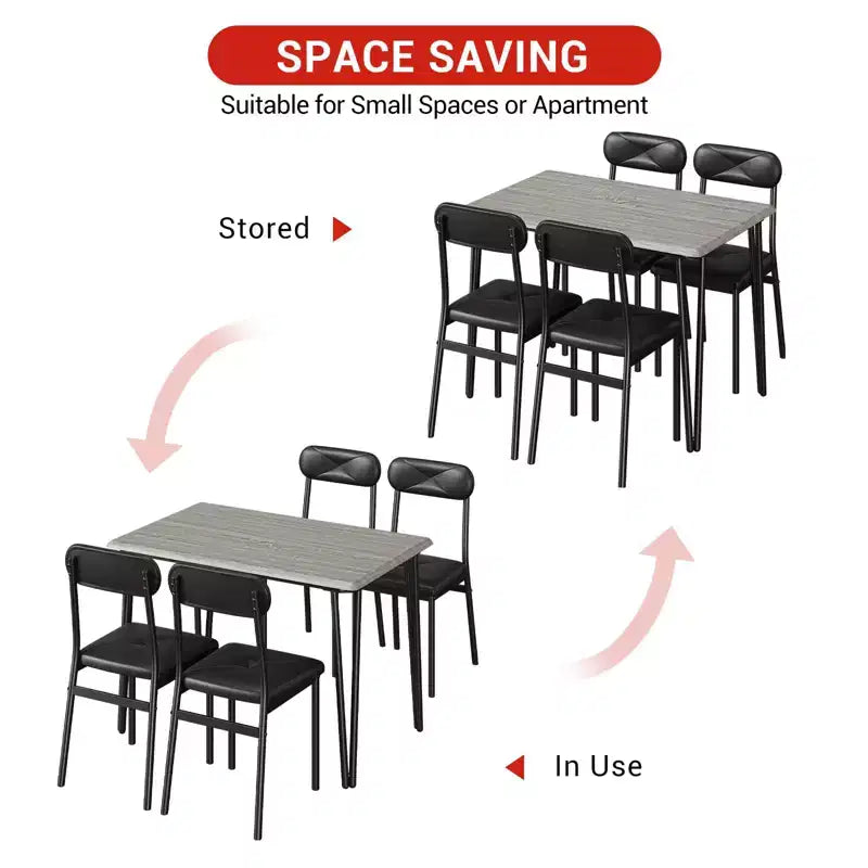 Ensemble de salle à manger 4 pièces, avec 4 chaises pour petit espace