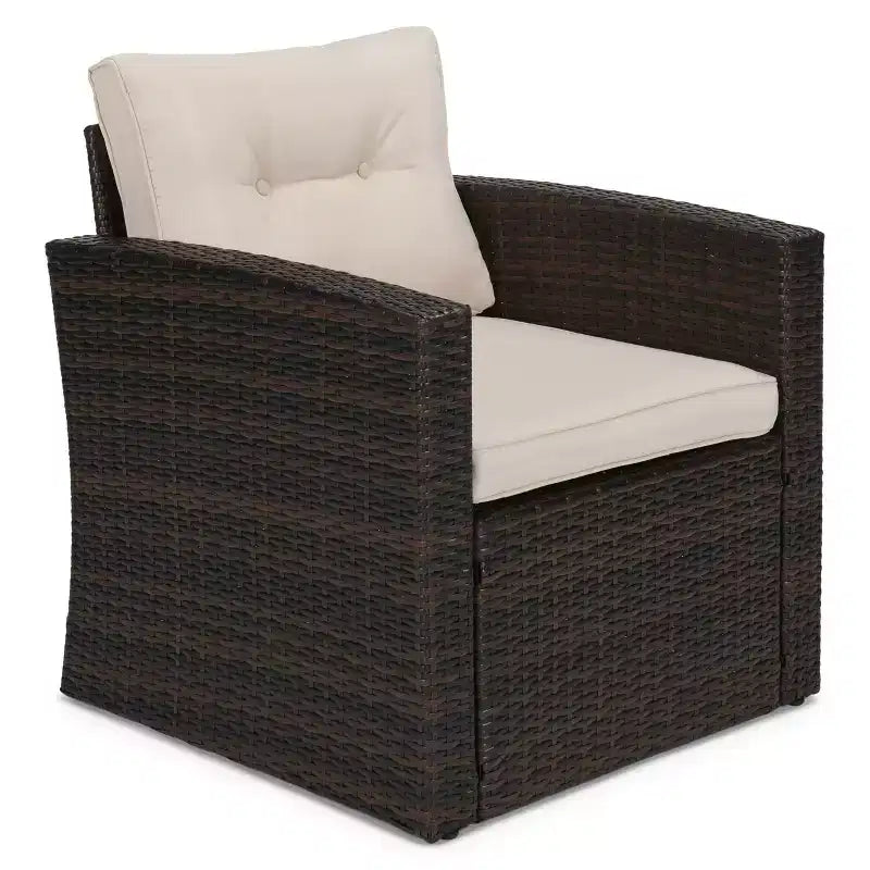 Ensembles de conversation 5 pièces pour patio avec coussins, table basse de rangement et table d'appoint