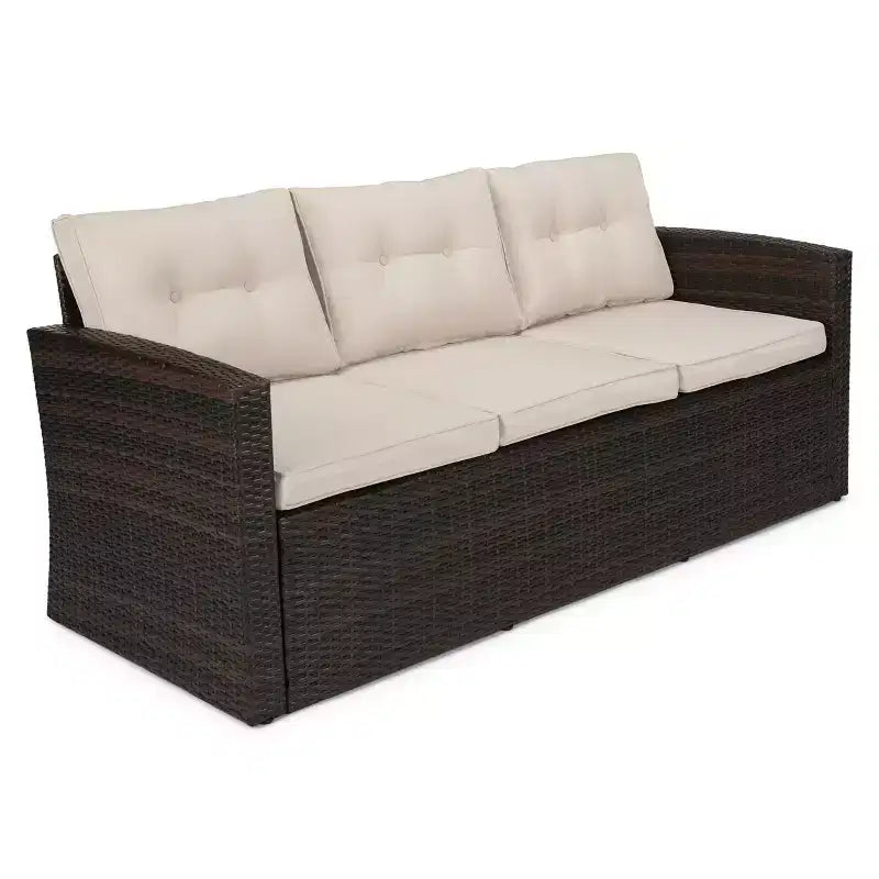 Ensembles de conversation 5 pièces pour patio avec coussins, table basse de rangement et table d'appoint