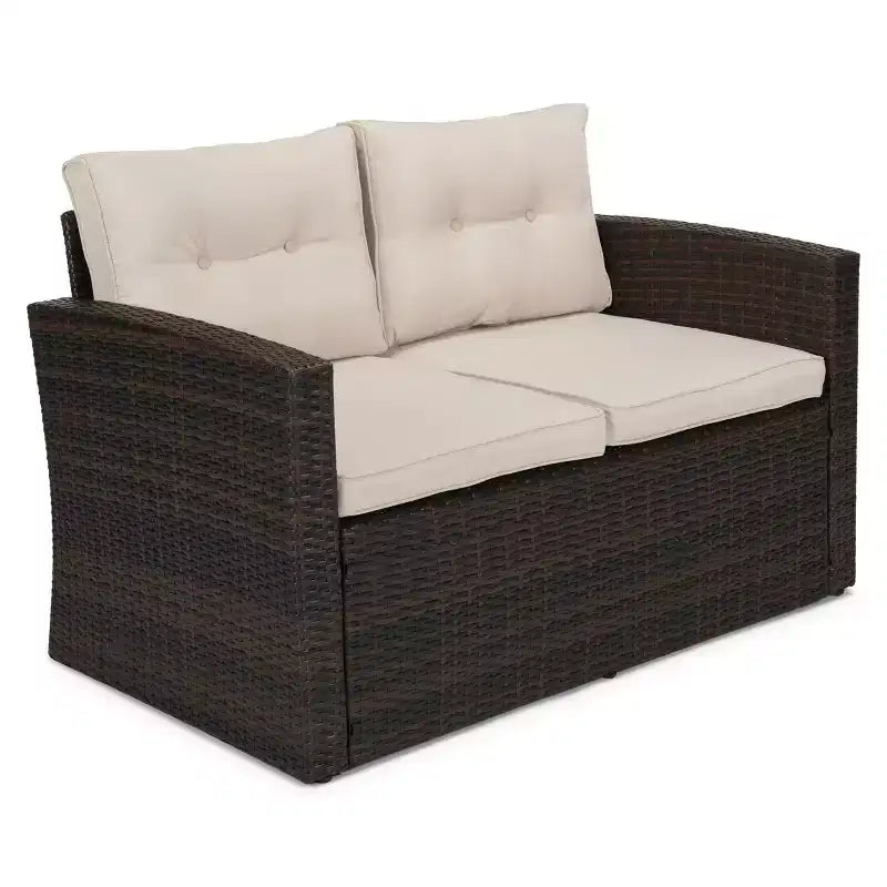 Ensembles de conversation 5 pièces pour patio avec coussins, table basse de rangement et table d'appoint