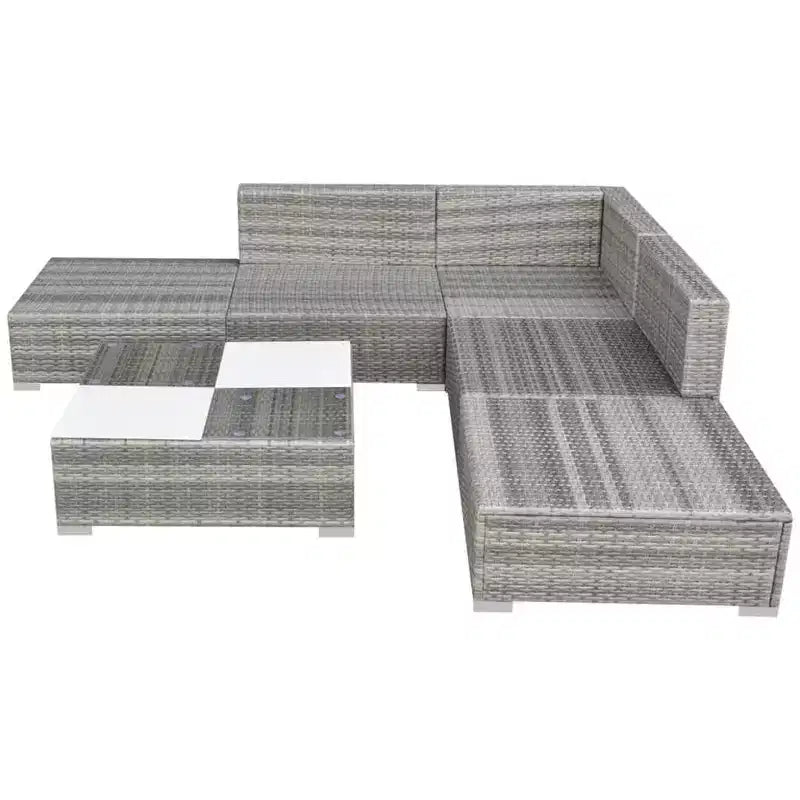vidaXL Ensemble de meubles de jardin gris en résine tressée modulaire moyen