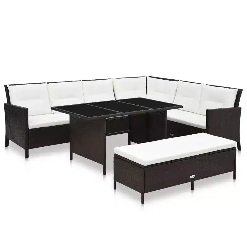 vidaXL Salon de jardin marron, blanc crème