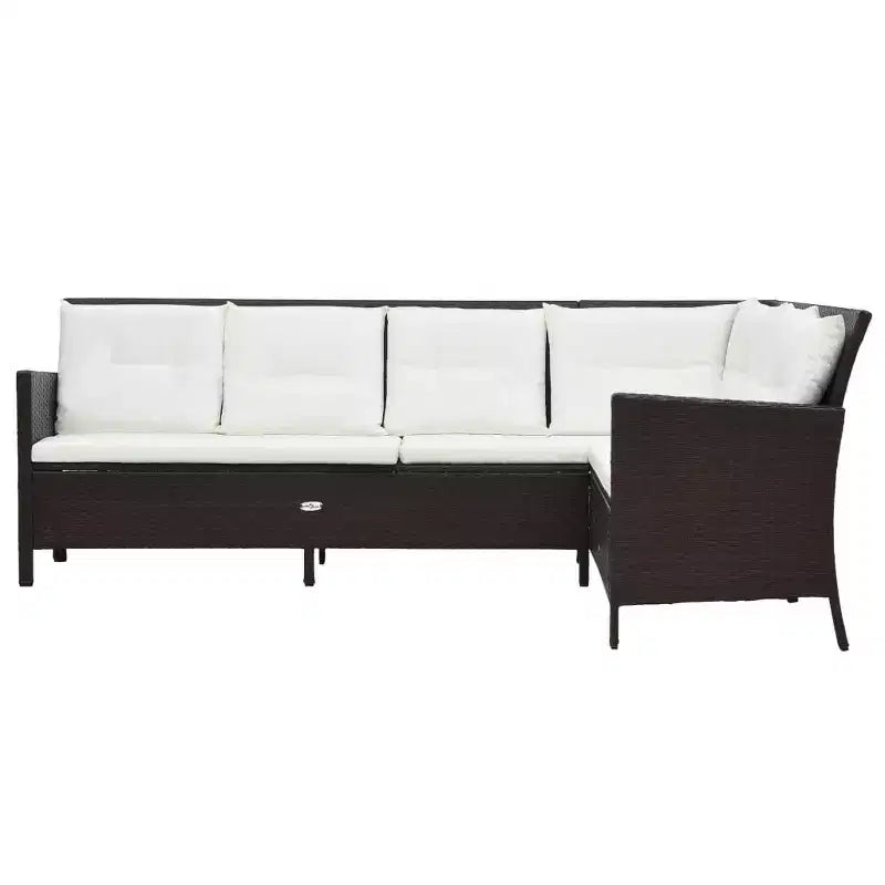 vidaXL Salon de jardin marron, blanc crème