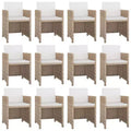 vidaXL Outdoor Dining Set Beige, Cream White PE Rattan, Polyester, Glass