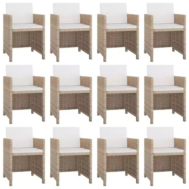 vidaXL Outdoor Dining Set Beige, Cream White PE Rattan, Polyester, Glass