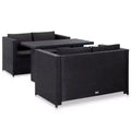 vidaXL - 3 Piece Poly Rattan Patio Lounge Set with Cushions, Black - Weather-Resistant, Outdoor Sofa Set with Sturdy Steel Frame and Easy to Clean
