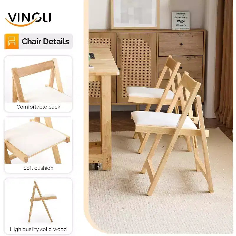 Ensemble de table à manger pliante VINGLI, table en bois massif extensible à abattants avec 4 chaises, tiroirs et roulettes, gain de place pour la cuisine
