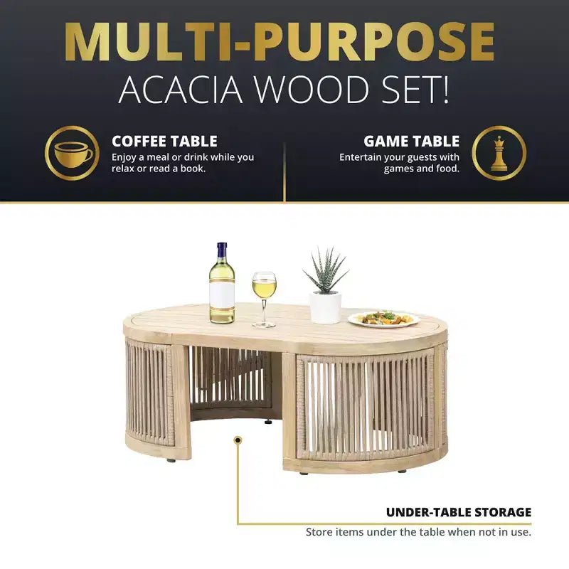 Kinger Home Haven - Salon de jardin 4 pièces en bois d'acacia, ensemble de conversation d'extérieur