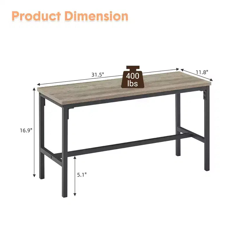 Ensemble table et chaises de salle à manger CuisinSmart pour 4 personnes, table de cuisine avec 2 bancs, ensemble de salle à manger avec porte-bouteilles, marron, noir, gris