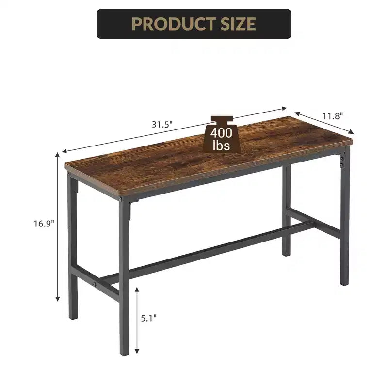 Ensemble table et chaises de salle à manger CuisinSmart pour 4 personnes, table de cuisine avec 2 bancs, ensemble de salle à manger avec porte-bouteilles, marron, noir, gris