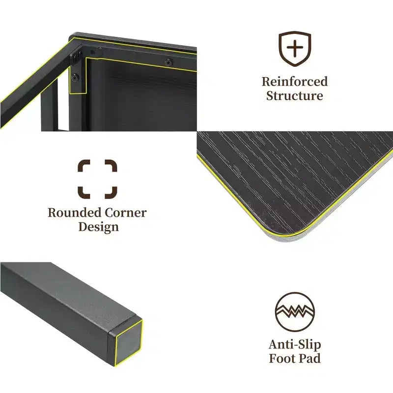 Ensemble table et chaises de salle à manger CuisinSmart pour 4 personnes, table de cuisine avec 2 bancs, ensemble de salle à manger avec porte-bouteilles, marron, noir, gris