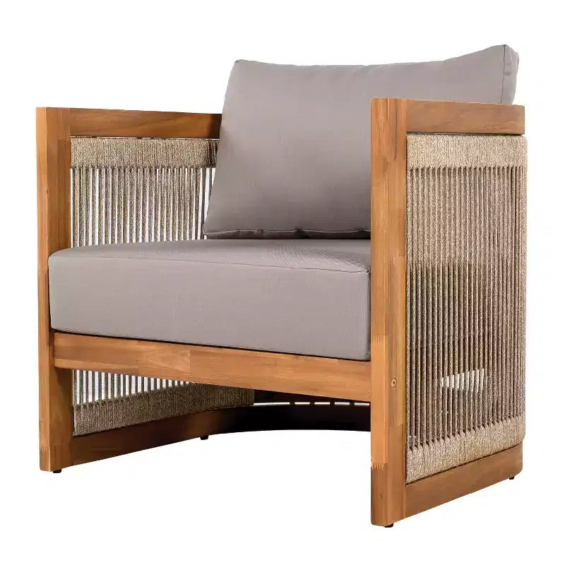 Christopher Knight Home Krizzix Ensemble de 3 pièces de mobilier d'extérieur bohème en bois d'acacia et corde tressée avec coussins