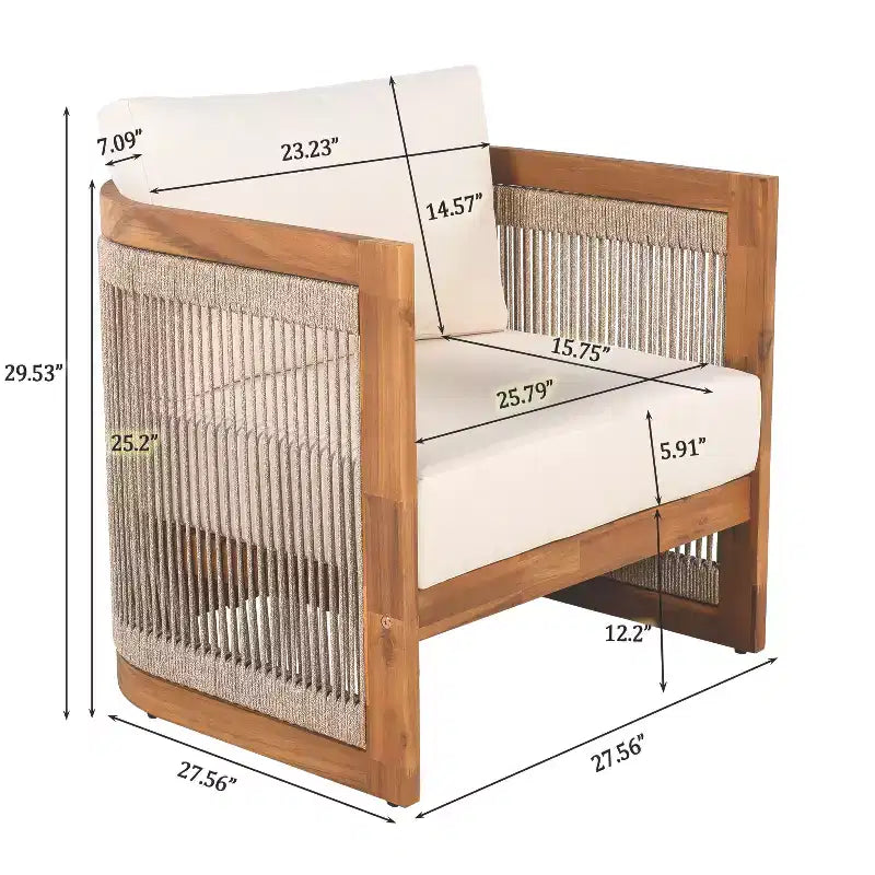 Christopher Knight Home Krizzix Ensemble de 3 pièces de mobilier d'extérieur bohème en bois d'acacia et corde tressée avec coussins