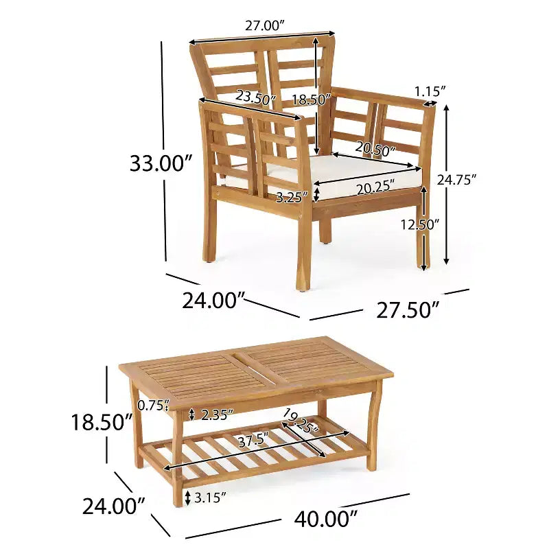 Christopher Knight Home Caydon Salon de jardin 8 places en bois d'acacia avec coussins