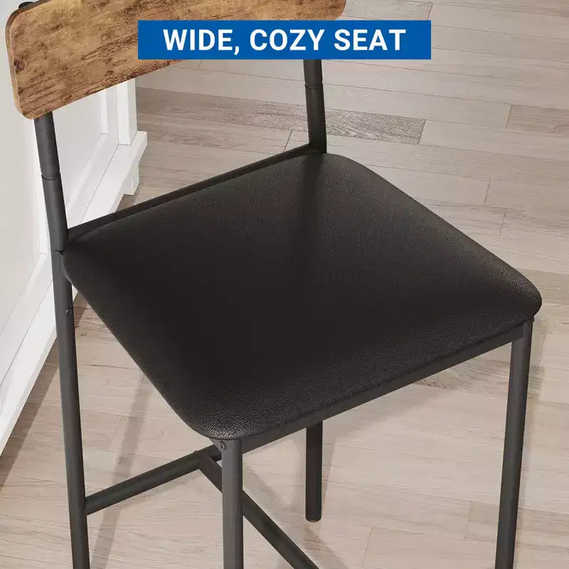 Table de cuisine hauteur comptoir avec 2 tabourets de bar rembourrés, ensemble table et chaises de salle à manger en bois pour 2 avec étagères de rangement, pour petits espaces, appartement