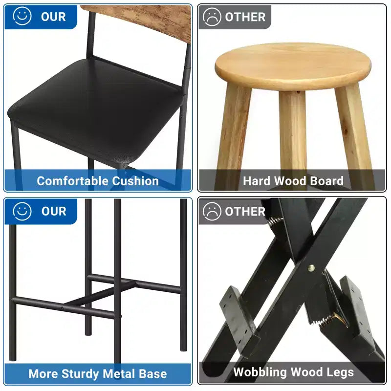 Table de cuisine hauteur comptoir avec 2 tabourets de bar rembourrés, ensemble table et chaises de salle à manger en bois pour 2 avec étagères de rangement, pour petits espaces, appartement