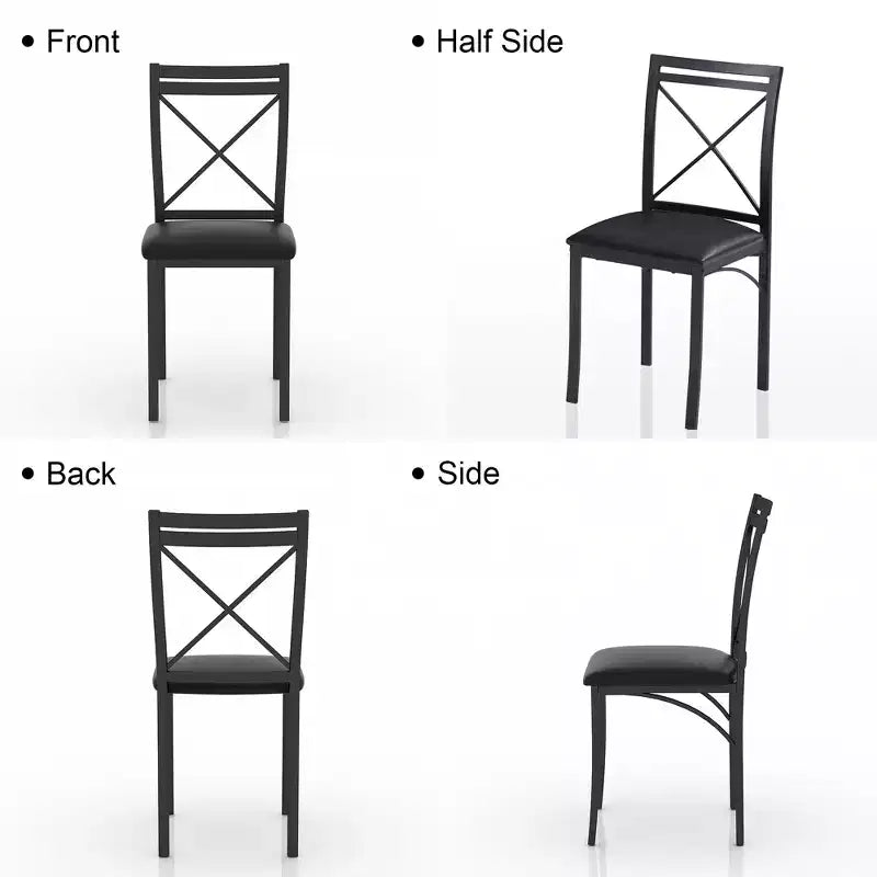 VECELO Ensemble table et 4 chaises de salle à manger, dînette en faux marbre avec 4 chaises pour cuisine, petit espace, noir/blanc