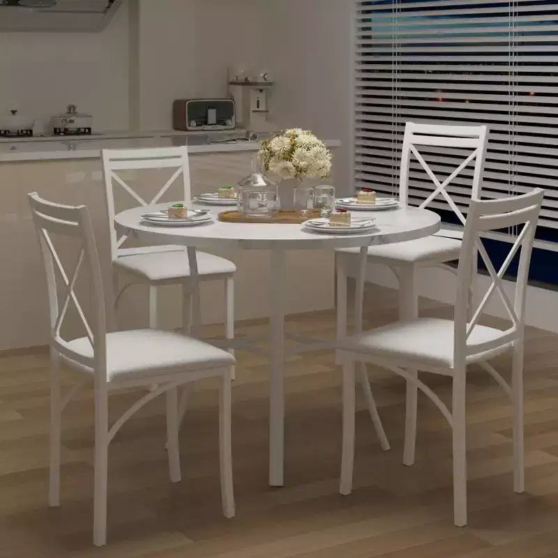 VECELO Ensemble table et 4 chaises de salle à manger, dînette en faux marbre avec 4 chaises pour cuisine, petit espace, noir/blanc