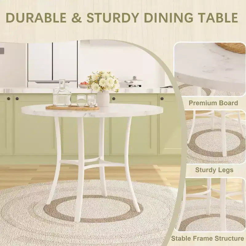 VECELO Ensemble table et 4 chaises de salle à manger, dînette en faux marbre avec 4 chaises pour cuisine, petit espace, noir/blanc