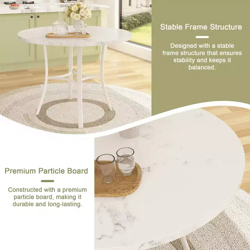 VECELO Ensemble table et 4 chaises de salle à manger, dînette en faux marbre avec 4 chaises pour cuisine, petit espace, noir/blanc