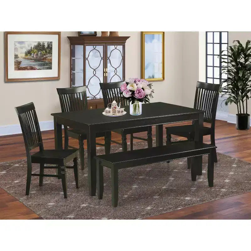 HomeStock Belmont Dinette Table Set - Kitchen Table And Dining Chairs, Black