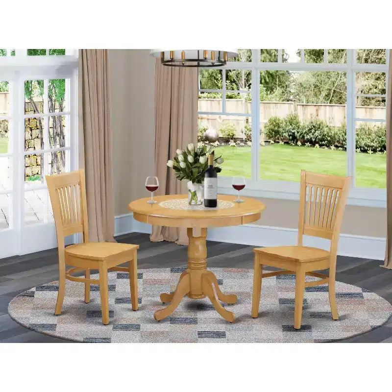 HomeStock Belmont Dinette Set - Kitchen Table And Dining Chairs, Oak