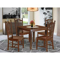 HomeStock Belmont 5Pc Square 36 Dinner Table And Four Wood Seat Kitchen Chairs, Mahogany
