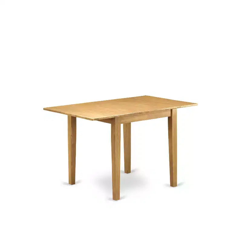Ensemble de salle à manger compact HomeStock Belmont 5 pièces – Comprend une table de salle à manger et 4 chaises de salle à manger avec siège en tissu de lin et dossier à lattes, finition chêne