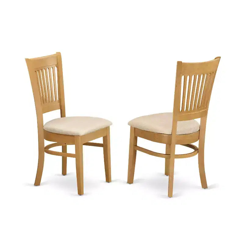 Ensemble de salle à manger compact HomeStock Belmont 5 pièces – Comprend une table de salle à manger et 4 chaises de salle à manger avec siège en tissu de lin et dossier à lattes, finition chêne