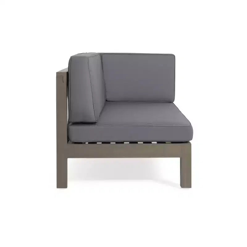GDFStudio Elowen Ensemble 3 pièces de conversation d'extérieur à accoudoir droit en bois d'acacia et tissu déperlant avec dossier en X