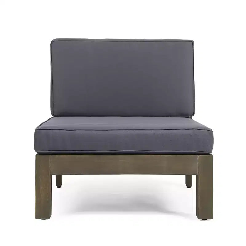 GDFStudio Elowen Ensemble 3 pièces de conversation d'extérieur à accoudoir droit en bois d'acacia et tissu déperlant avec dossier en X