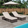 GustoWave 2 Pieces Outdoor PE Wicker Lounger Set, Pool Lounge Chair, Adjustable Backrest Lounger