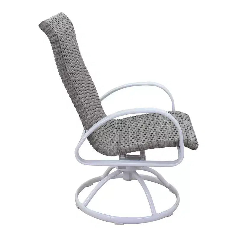 Ensemble de 5 pièces pour foyer rectangulaire Courtyard Casual Santa Fe avec chaises berçantes pivotantes en osier Comprend un foyer rectangulaire et quatre chaises berçantes pivotantes en osier