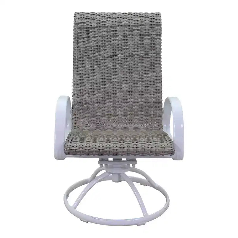 Ensemble de 5 pièces pour foyer rectangulaire Courtyard Casual Santa Fe avec chaises berçantes pivotantes en osier Comprend un foyer rectangulaire et quatre chaises berçantes pivotantes en osier