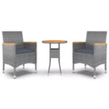 vidaXL Garden Dining Set Grey, Dark Grey Poly Rattan 3 Piece