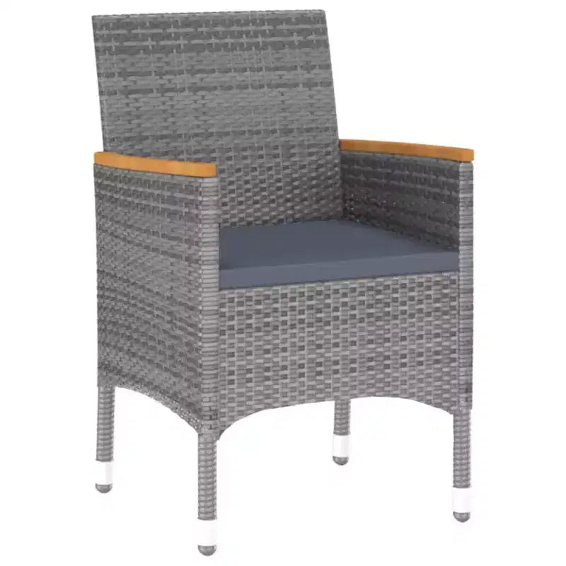 vidaXL Salon de Jardin avec Table et Chaises Gris, Rotin synthétique Gris Foncé 3 Pièces