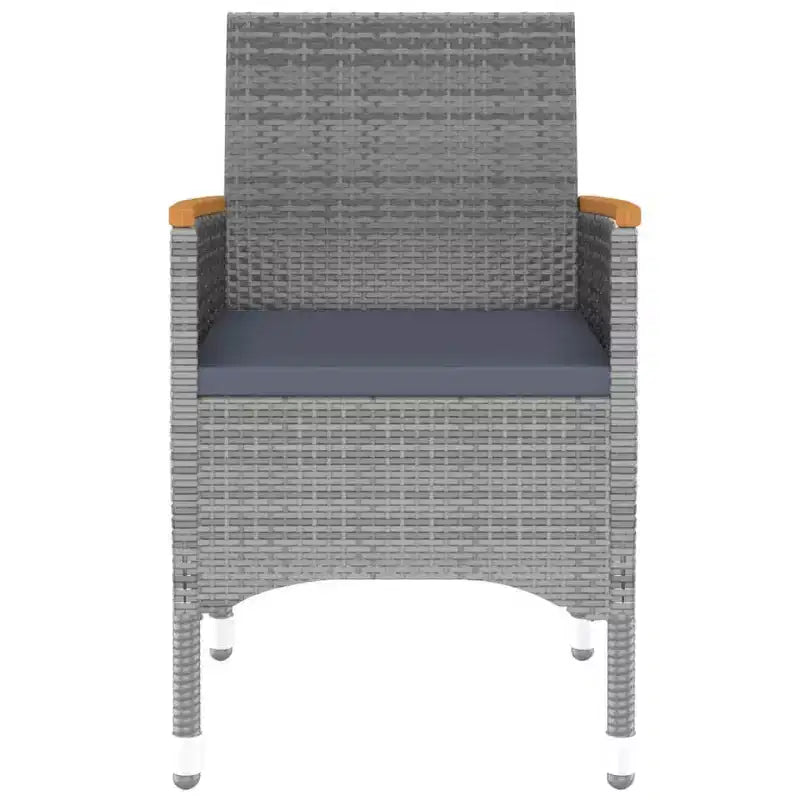 vidaXL Salon de Jardin avec Table et Chaises Gris, Rotin synthétique Gris Foncé 3 Pièces