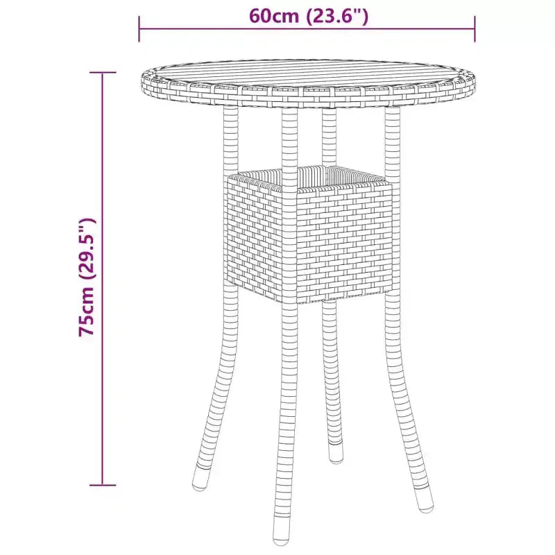 vidaXL Salon de Jardin avec Table et Chaises Gris, Rotin synthétique Gris Foncé 3 Pièces