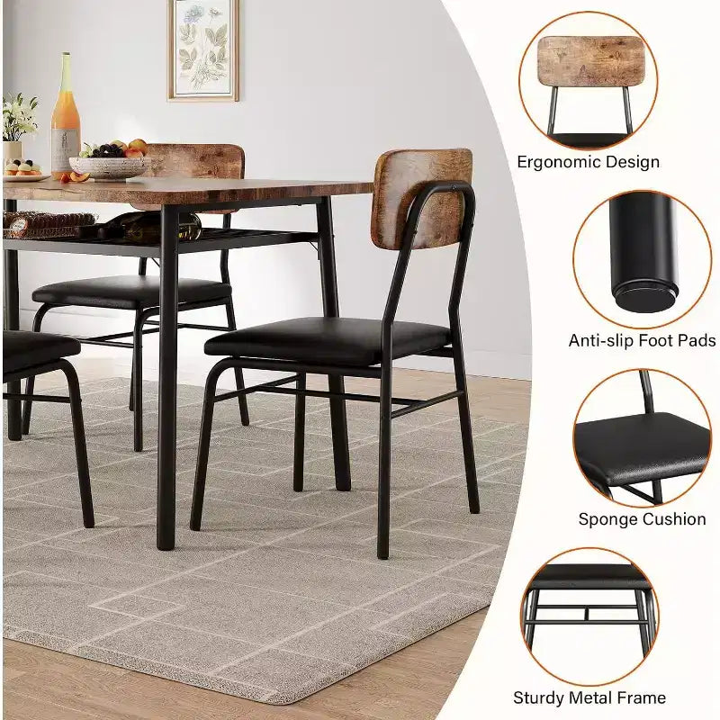 Ensemble de table à manger 3 pièces pour 2 personnes, avec étagère de rangement, table à manger peu encombrante et 2 chaises rembourrées, ensemble table et chaises de cuisine pour petit espace