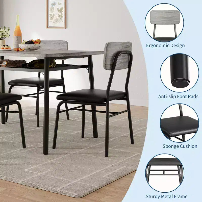 Ensemble de table à manger 3 pièces pour 2 personnes, avec étagère de rangement, table à manger peu encombrante et 2 chaises rembourrées, ensemble table et chaises de cuisine pour petit espace