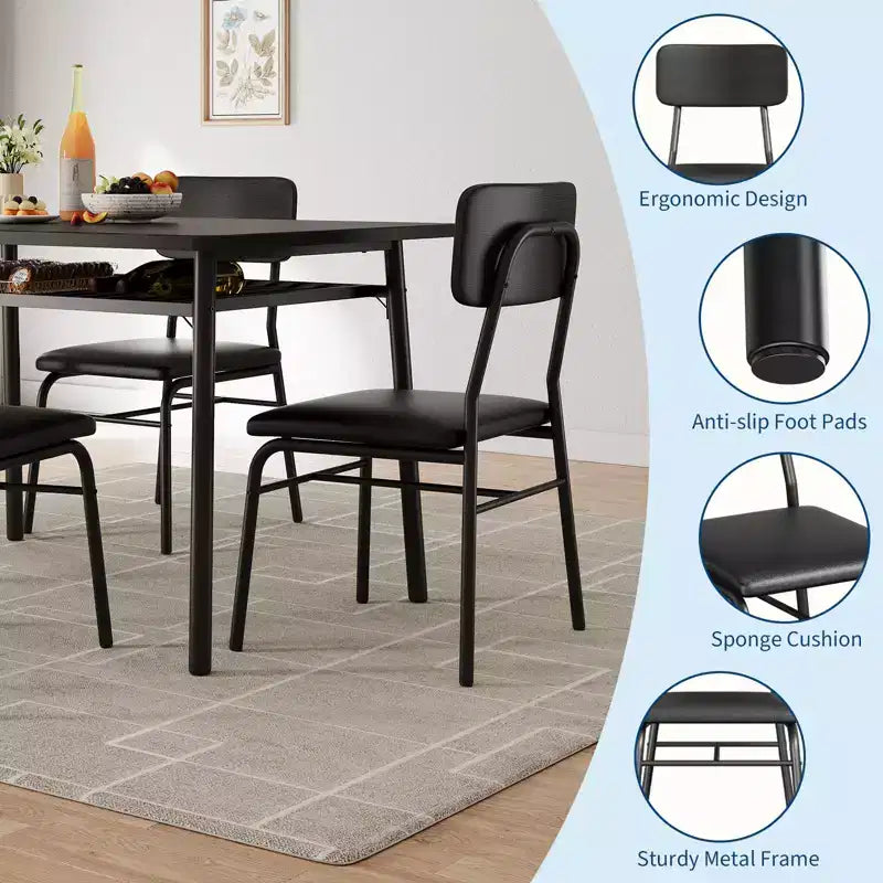 Ensemble de table à manger 3 pièces pour 2 personnes, avec étagère de rangement, table à manger peu encombrante et 2 chaises rembourrées, ensemble table et chaises de cuisine pour petit espace